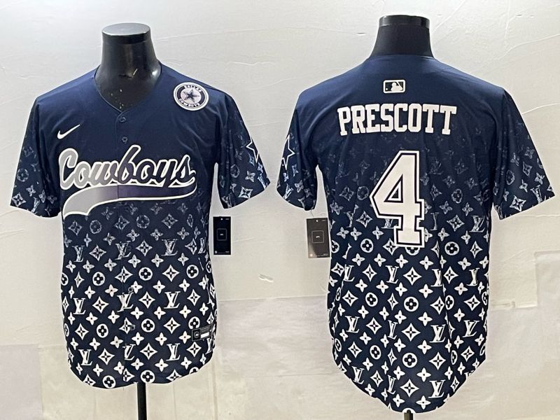 Men 2025 Nike Dallas Cowboys #4 Prescott Drak Blue Limited NFL Jersey 07